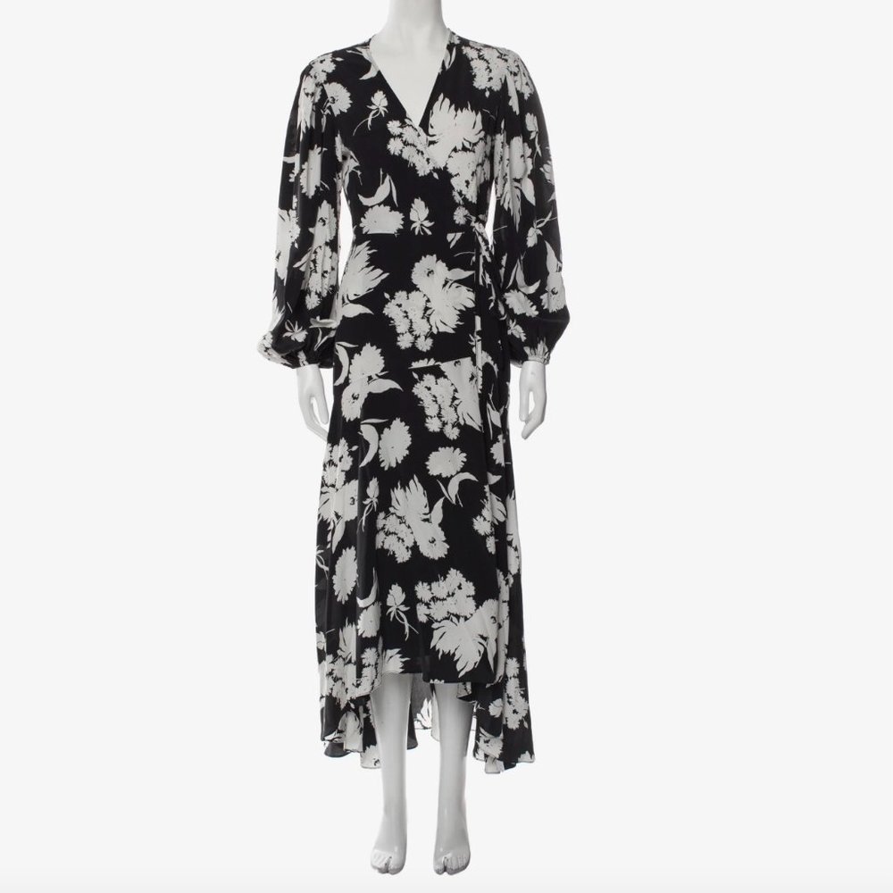 Ganni floral silk wrap dress